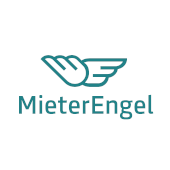 gruen, umrandete Flügel links neben dem Firmennamen MieterEngel