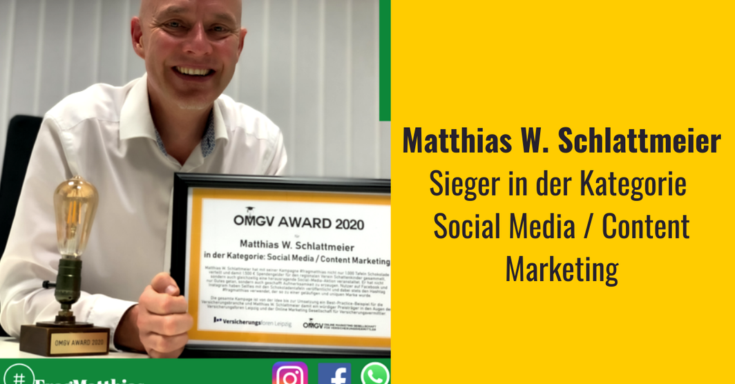 OMGV Gewinner in der Kategorie Social Media Matthias Schlattmeier 