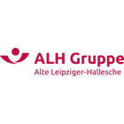 rote Schrit auf weißem Hintergrund: ALH Gruppe. Darunter als Untertitel "ALte Leipziger & Hallesche"