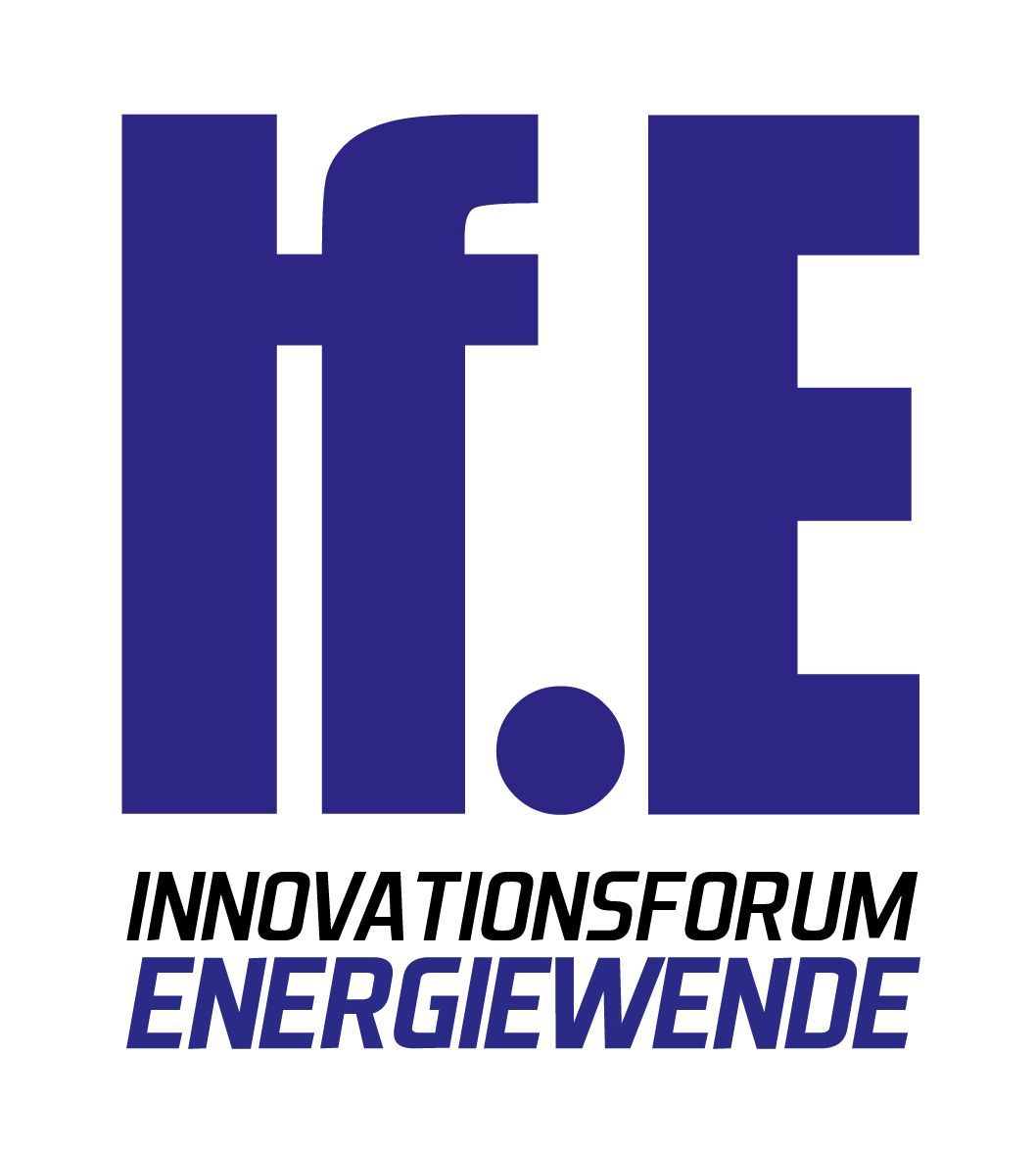 Das Logo vom Innovationsforum Energiewende. Große dunkelviolette Buchstaben "If.E" auf dem weißen Hintergrund.