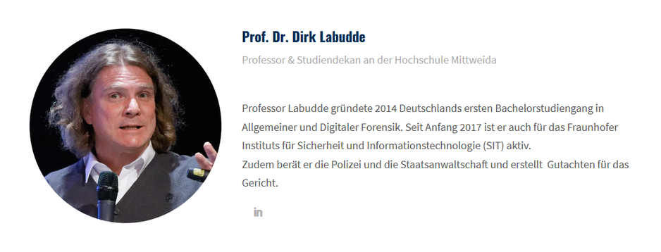 Dr. Dirk Labudde Bild von Dr. Dirk Labudde und beschreibung seiner Tätigkeiten