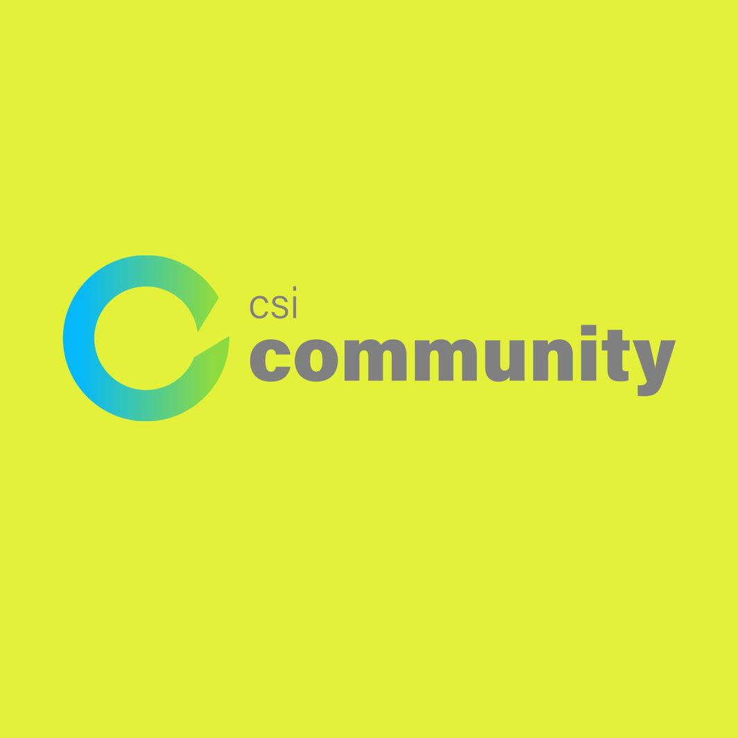 CSI Community-Logo vor gelbem Hintergrund