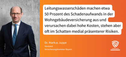 Porträtfoto von Dr. Markus Juppe links. Rechts ein Zitat aus dem Interview.