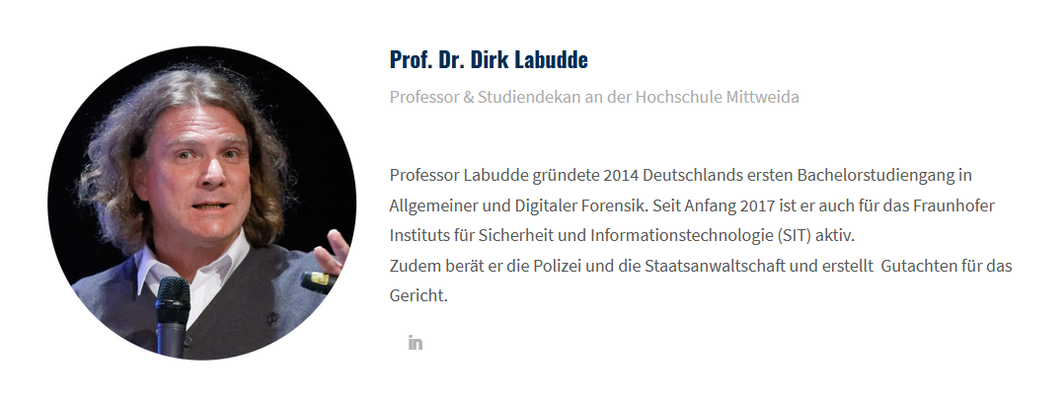 Bild von Dr. Dirk Labudde und beschreibung seiner Tätigkeiten