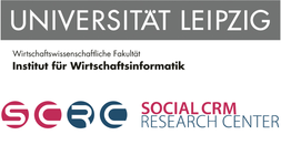 Logo: Schriftzüge Universität Leipzig, Institut für Wirtschaftsinformatik, Social CRM