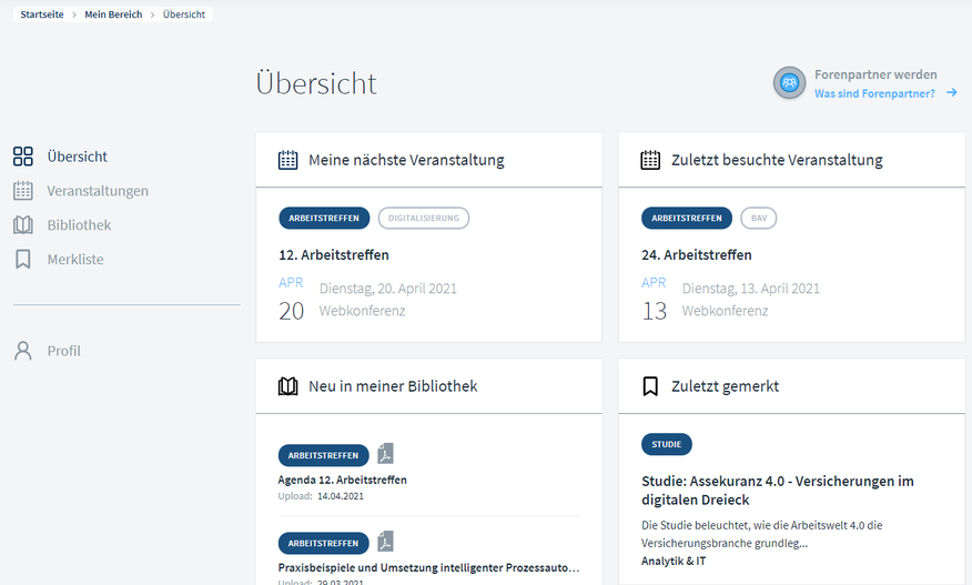 Ein Blick in das neue Kundenportal. Kundenportal