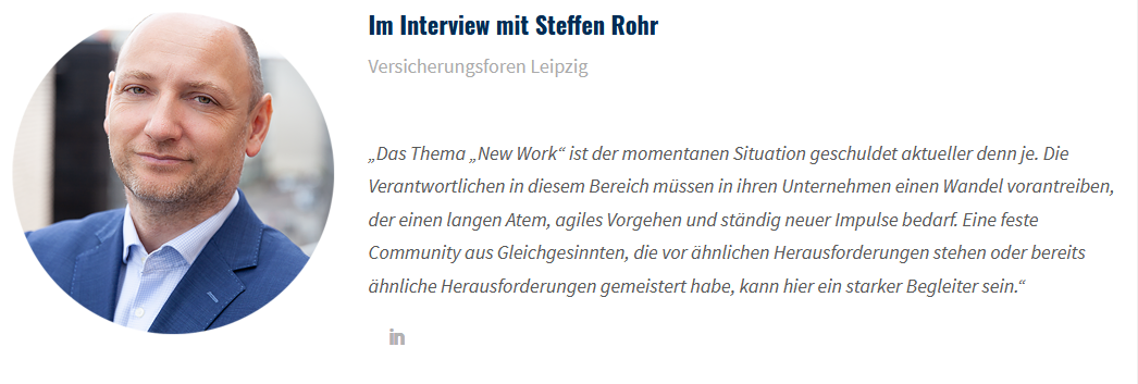 Zitat von Steffen Rohr, Versicherungsforen Leipzig, zum Thema New Work
