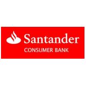 weiße Schrift auf rotem Hintergrund: Logo Santander Consumer Bank AG
