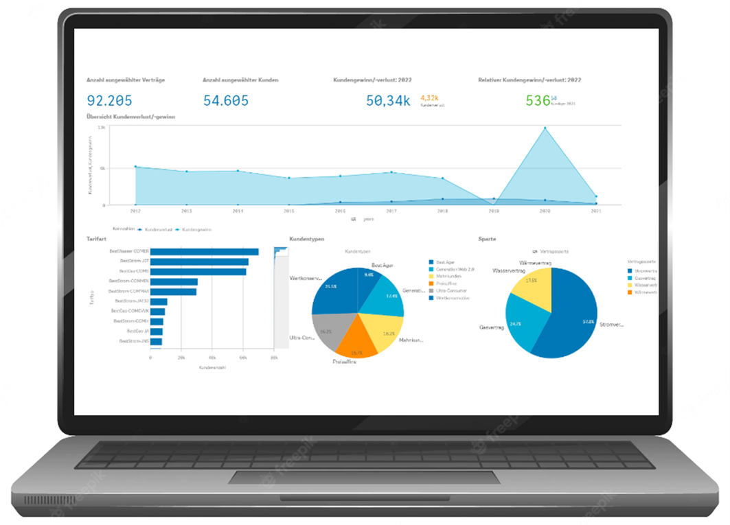 Laptop der den EFL-Kundenmanager visualisiert