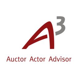 AAA Auctor Actor Advisor GmbH Logo mit einem großen rotem A hoch 3 